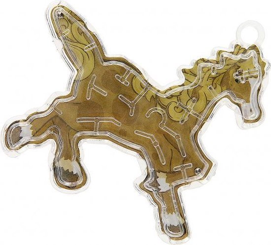 Afbeelding van het spel geduldspel doolhof paard junior 6 x 7 cm bruin