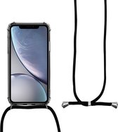 ShieldCase geschikt voor Apple iPhone 13 Mini shock hoesje met koord - Shockproof case - Hoesje met touwtje - Transparant hoesje touw - Doorzichtig Shockcase hoesje met koord