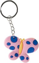sleutelhanger vlinder meisjes 5,5 cm rubber roze