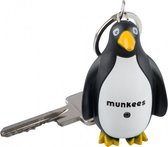 sleutelhanger Pinguin met lampje zwart/wit junior 3,7 cm