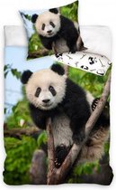 dekbedovertrek panda junior 140 x 200 cm katoen groen