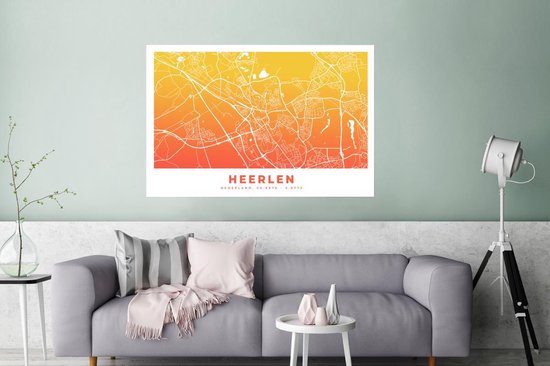 Affiche Plan de la ville - Heerlen - Pays- Nederland - 120x80 cm - Carte