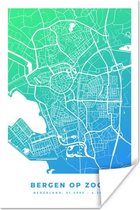 Poster Stadskaart - Bergen op Zoom - Blauw - Nederland - 60x90 cm - Plattegrond