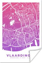 Poster Stadskaart - Vlaardingen - Paars - Nederland - 20x30 cm - Plattegrond