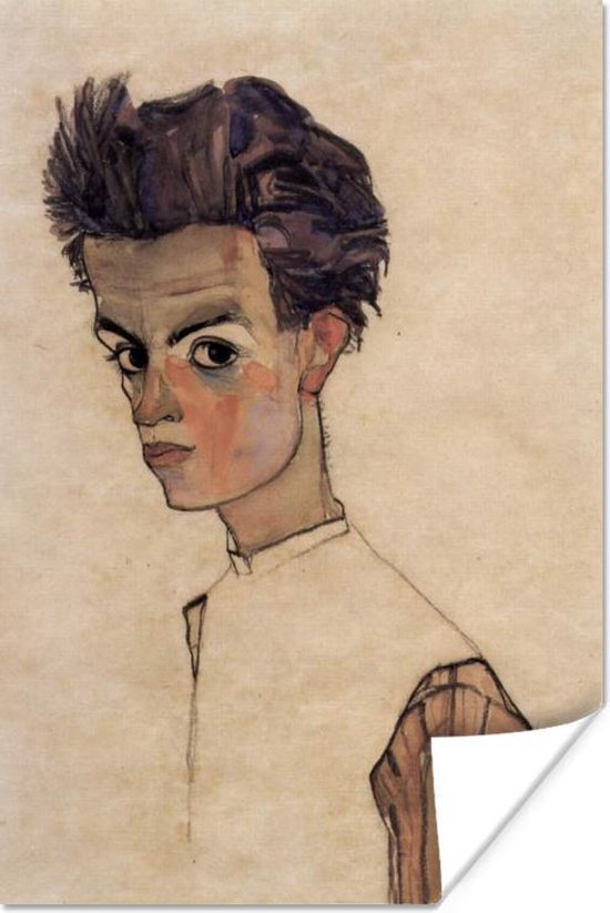 Poster Zelfportret met gestreept overhemd - Egon Schiele - 40x60 cm