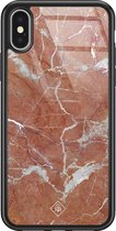 iPhone X/XS hoesje glass - Marble sunkissed | Apple iPhone Xs case | Hardcase backcover zwart