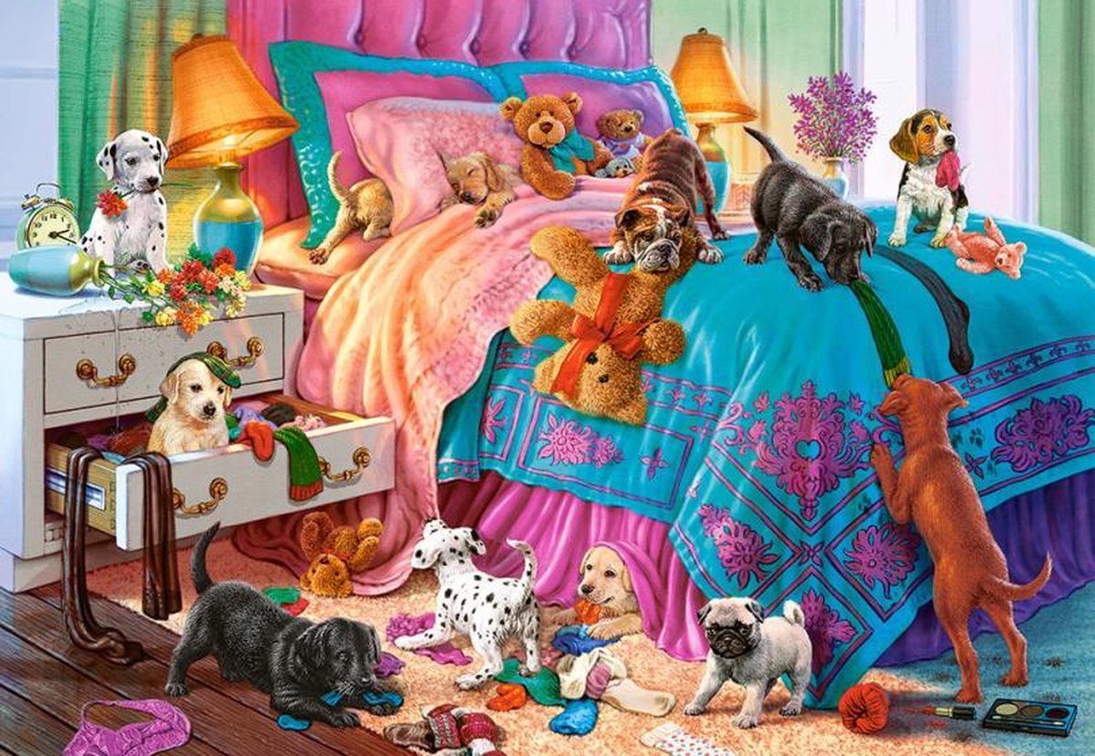 Afbeelding van product Castorland  legpuzzel Naughty Puppies 68 x 47 cm 1000 stukjes