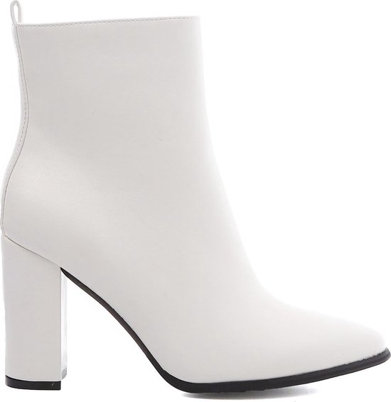 Bottines WELOVESHOES® à Talon - Simili Cuir - Wit - Taille 36