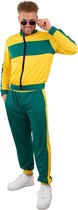 Jaren 80 & 90 Kostuum | Jaren 80 Trainingspak Groen Geel Brazilie | Man | Medium | Carnaval kostuum | Verkleedkleding