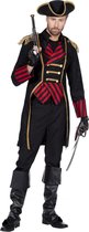 Wilbers - Piraat & Viking Kostuum - Beruchte Piraat William Kidd Kapitein Man - rood,zwart - Maat 60 - Carnavalskleding - Verkleedkleding