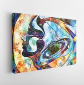 Canvas schilderij - Stained Glass Forever series. Abstract background made of color fragments, shape patterns and symbols for use with projects on art, space division and design  -