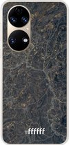 6F hoesje - geschikt voor Huawei P50 -  Transparant TPU Case - Golden Glitter Marble #ffffff