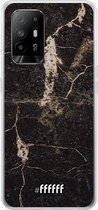 6F hoesje - geschikt voor OPPO A94 5G -  Transparant TPU Case - Dark Golden Marble #ffffff