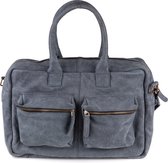 Dutch-Bag Breda Leather Laptop Bag 17 pouces Denim Blue - Concrete Leather - Handgemaakt in NL - Premium Cuir
