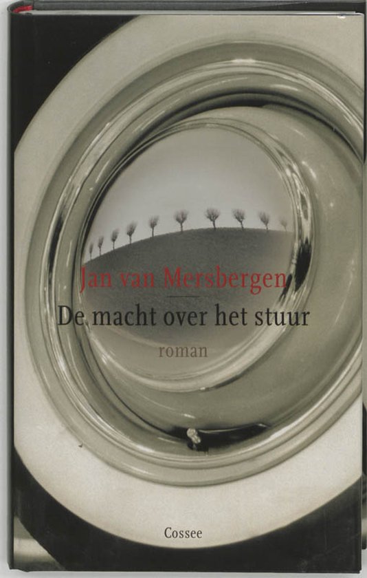 Boek 'De macht over het stuur' door Jan van Mersbergen. Cover toont een wiel met daarin bomen.