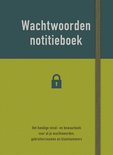Wachtwoordennotitieboek met tweekleurige groen-blauwe kaft, slot-icoon en elastische sluiting.