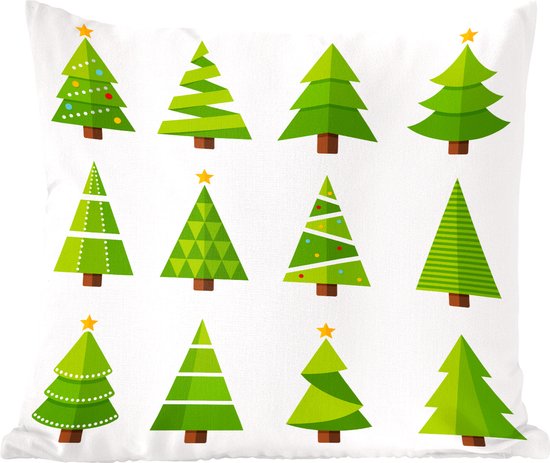 Sierkussens - Kussentjes Woonkamer - 60x60 cm - Patroon - Kerstboom - Kerstmis - Kerstversiering - Kerstdecoratie voor binnen - Woonkamer