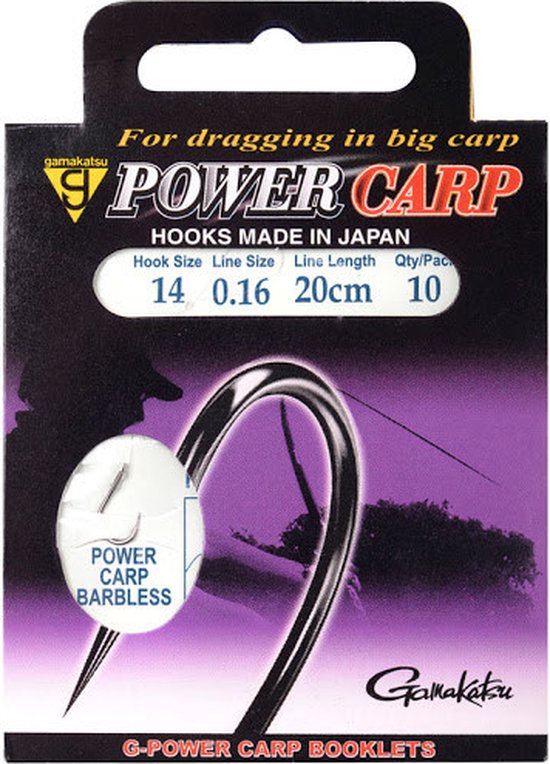 Gamakatsu Onderlijnen Power Carp Barbless 20cm (10 pcs) - Maat : 20cm - haak 10 - 0.18mm — afbeelding 2