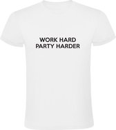 Work Hard Party Harder | Heren T-shirt | Wit | Werk Hard Feest Harder | Vakantie | Borrel | Kroeg | Bar | Festival