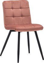 IN.HOMEXL – Bastion Square - Roos - Eetkamerstoel met zonder armleuning - Fluweel Stoel - Eetstoelen - Velvet Eetkamerstoel - Metaalpoot - Fluweel Stoelen - Eetkamerstoel