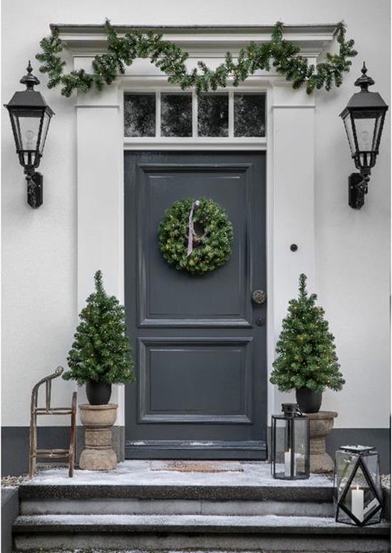 Kerst voordeur versiering kerstbomen, kerstkrans en licht -... | bol.com