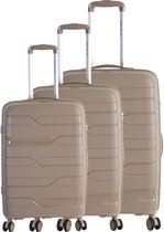 FRANCE BAG Set van 3 koffers 8 multidirectionele wielen polypropyleen taupe