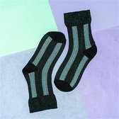 Socks Glitter Green Silver Striped