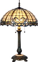 Tiffany tafellamp parasolkap geruit met libelle