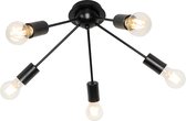 QAZQA facil - Art Deco Plafondlamp - 5 lichts - Ø 48 cm - Zwart -  Woonkamer | Slaapkamer | Keuken