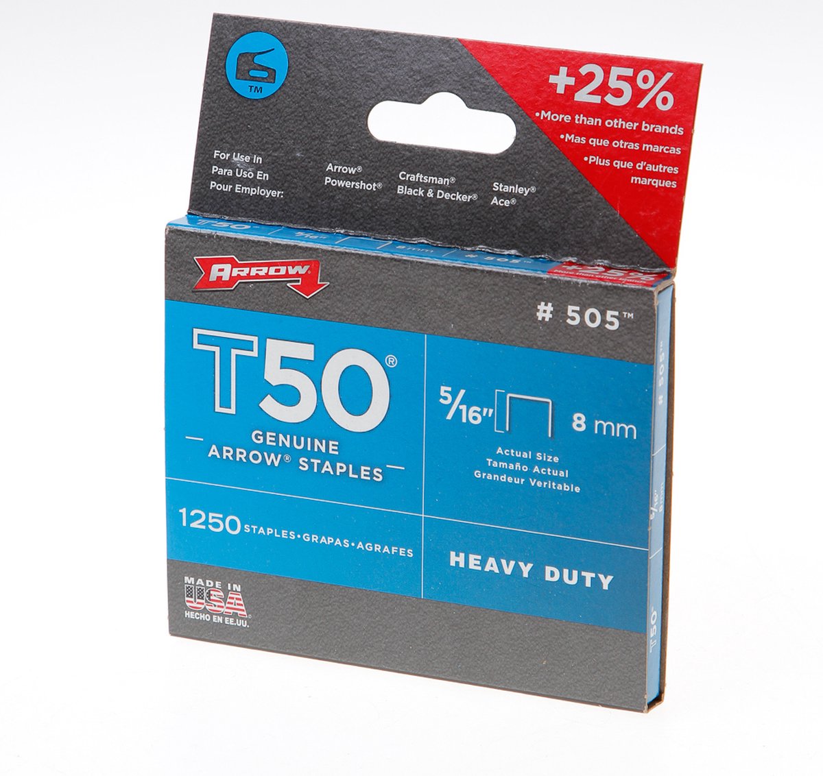 Arrow bouwnieten voor nietpistool T50 - 1250 stuks - niet gegalvaniseerd