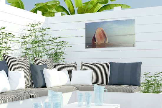 Poster de jardin Coquillage - Plage - Mer - 60x30 cm - Toile de jardin - Poster extérieur