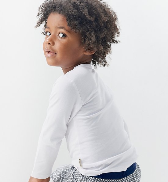 Little Label T-shirt Garçons Wit - Manches Longues - 2 Pièces - Maillot Basic - Taille 92 - Katoen BIO doux