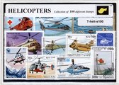 Helicopters – Luxe postzegel pakket (A6 formaat) : collectie van 100 verschillende postzegels van helicopters – kan als ansichtkaart in een A6 envelop - authentiek cadeau - kado -