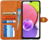 KHAZNEH Hoesje Duo Color Wallet Book Case Bruin Geschikt voor Samsung Galaxy A03s
