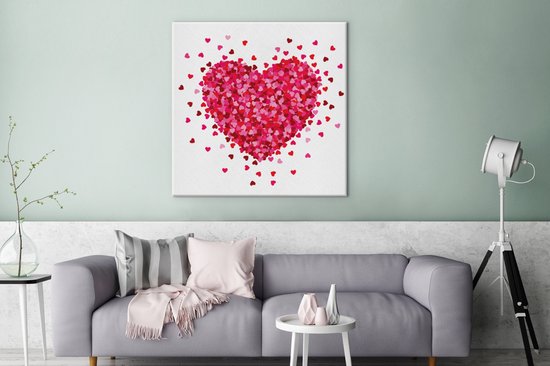 Une illustration d'un coeur entouré de coeurs toile 90x90 cm - Tirage photo sur toile (Décoration murale salon / chambre)