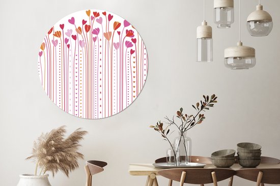WallCircle - Wall Circle - Wall Circle Indoor - Une Illustration de Cœurs en Croissance - 120x120 cm - Décoration murale - Peintures Ronds XXL