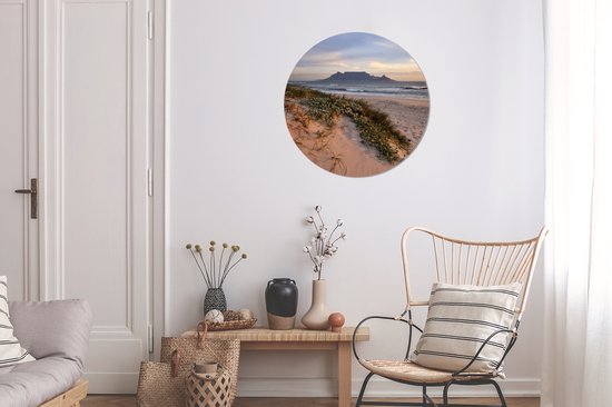 Plage et mer avec Table Mountain en arrière-plan Cercle mural aluminium ⌀ 60 cm - impression photo sur cercle mural / cercle vivant / cercle jardin (décoration murale)