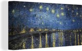 Canvas schilderij 160x80 cm - Wanddecoratie Sterrennacht boven de Orsay Parijs - Vincent Van Gogh - Muurdecoratie woonkamer - Slaapkamer decoratie - Kamer accessoires - Schilderijen