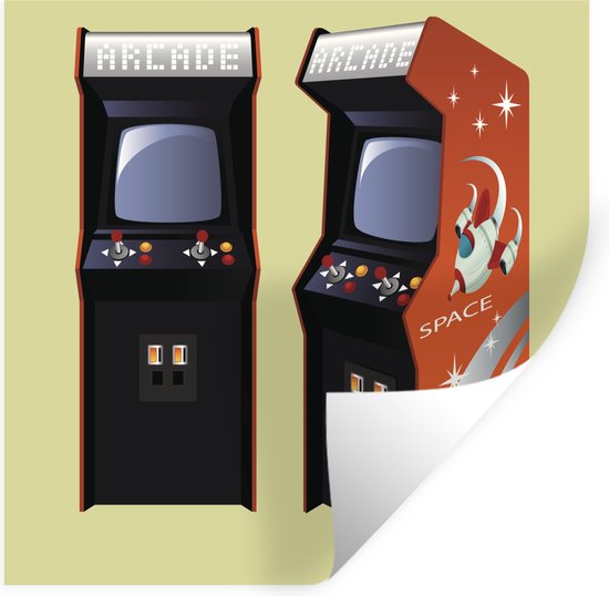 Sticker Muursticker Illustration Jeux - illustration de deux jeux anciens - 30x30 cm - film adhésif autocollant - sticker mural repositionnable