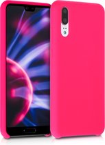 kwmobile telefoonhoesje voor Huawei P20 - Hoesje met siliconen coating - Smartphone case in neon roze