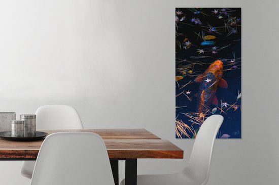Peinture sur toile Une carpe koi colorée dans un étang - 40x80 cm - Art Décoration murale