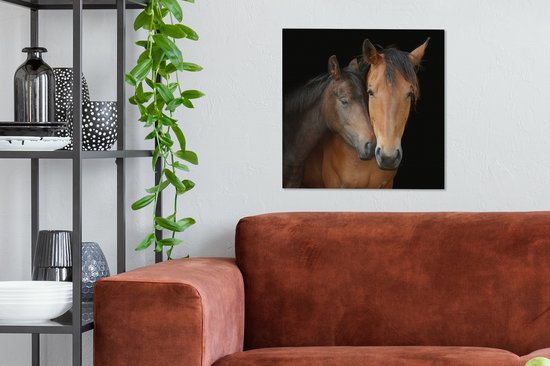 Toile de chevaux câlins 2cm 50x50 cm - Tirage photo sur toile (Décoration murale salon / chambre) / Peintures sur toile Animaux de la ferme