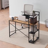 Computer bureau-Met 4 Tier Opslag planken-Houten Computer PC Laptop Studiebureau-Zwart Bruin