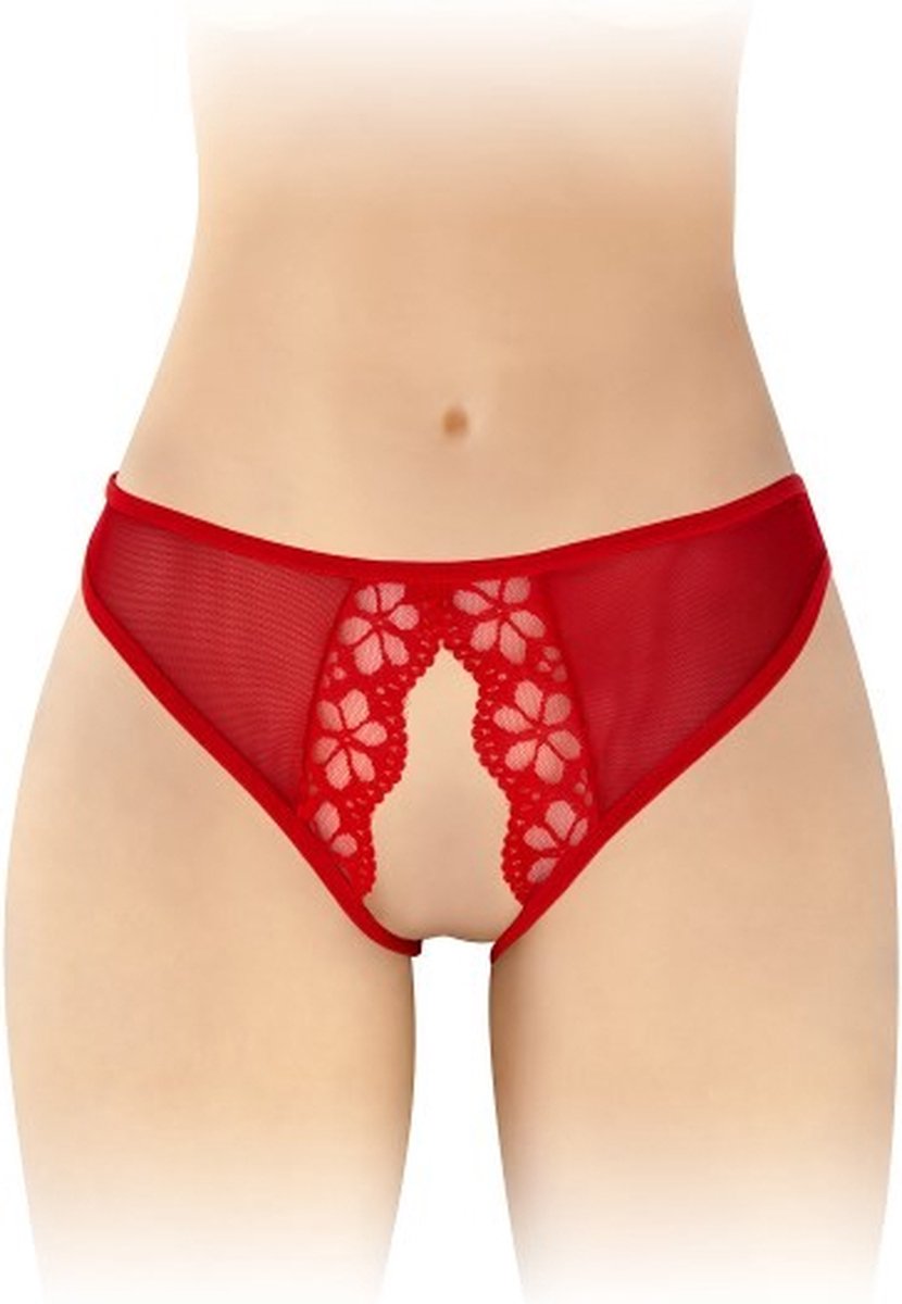 Fashion Secret Ambre - Erotische Slip - Open Kruis - Rood - One Size