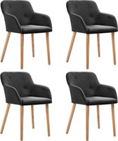 vidaXL Eetkamerstoelen 4 st stof en massief eikenhout donkergrijs