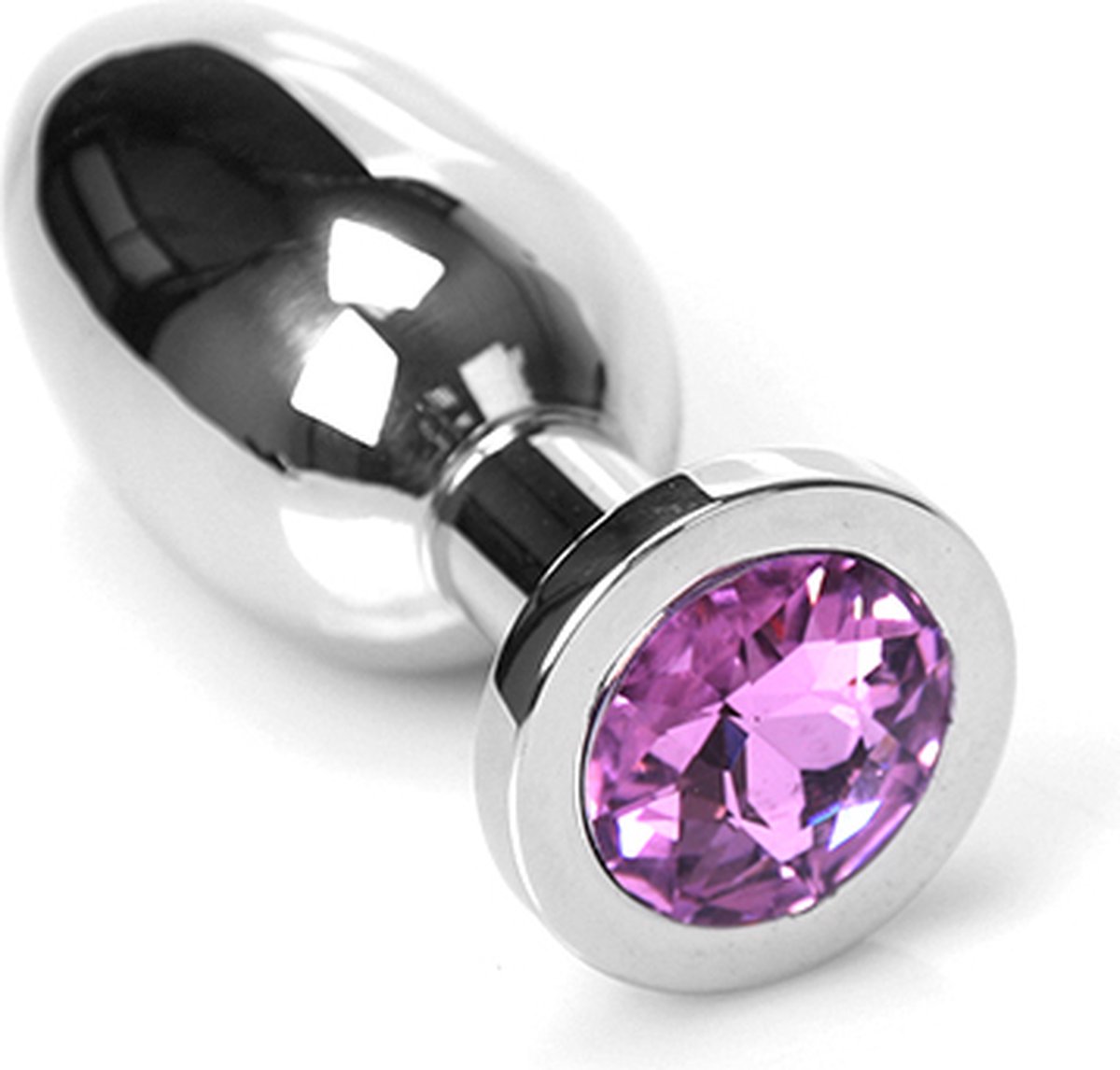 Goedkoopste Buttplug RVS met roze kristal - medium