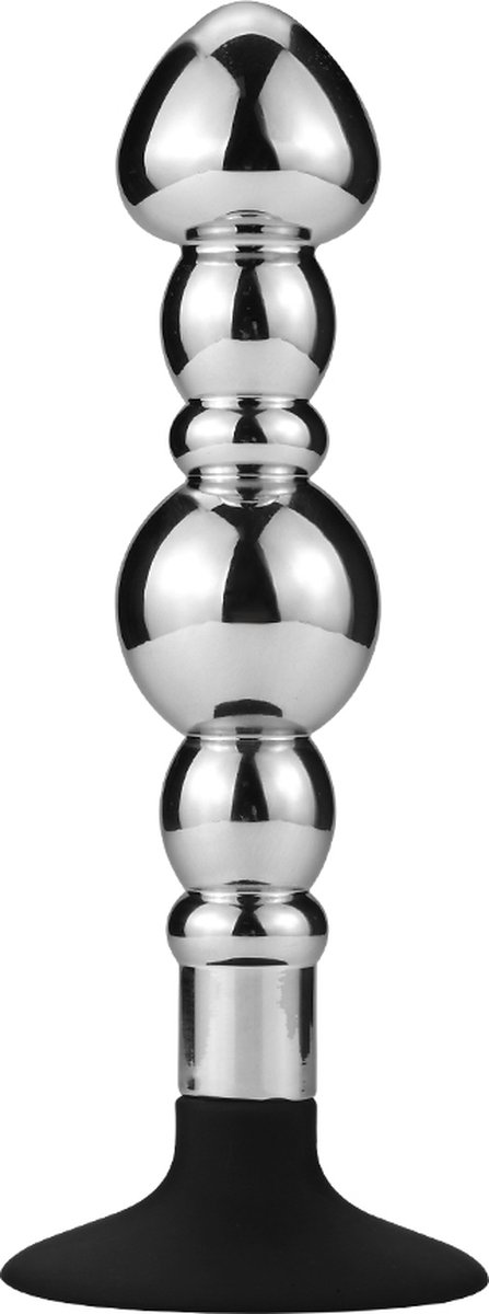 Goedkoopste Buttplug aluminium met twee ballen en zuignap