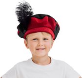 2x chapeau/béret de luxe Pieten rouge/noir pour enfants - Pietenbaret - Accessoire de déguisement Sint en Piet