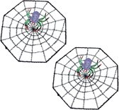 2x stuks spinnenweb 29 x 29 cm halloween horror thema versiering met spinnetje