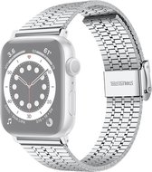 Compatible apple watch bandje - By Qubix - Metalen bandje - Zilver - Geschikt voor Apple watch 42mm / 44mm / 45mm - Apple watch series 3/4/5/6/7